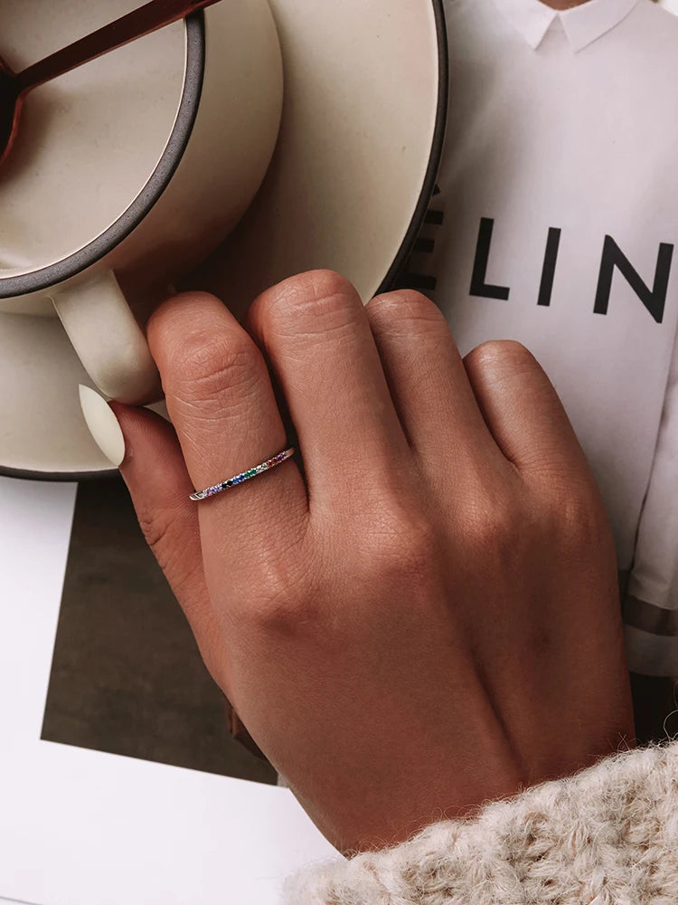 Rainbow Sterling Silver Ring